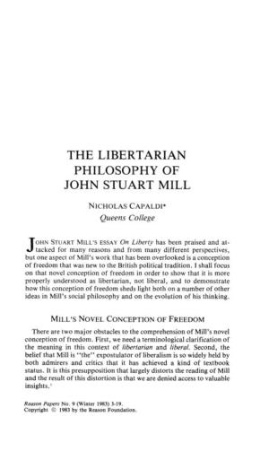 The Libertarian Philosophy of John Stuart Mill