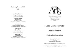 Senior Recital: Lara Carr, Soprano