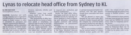 Lynas to Relocate Head Office from Sydney to KL