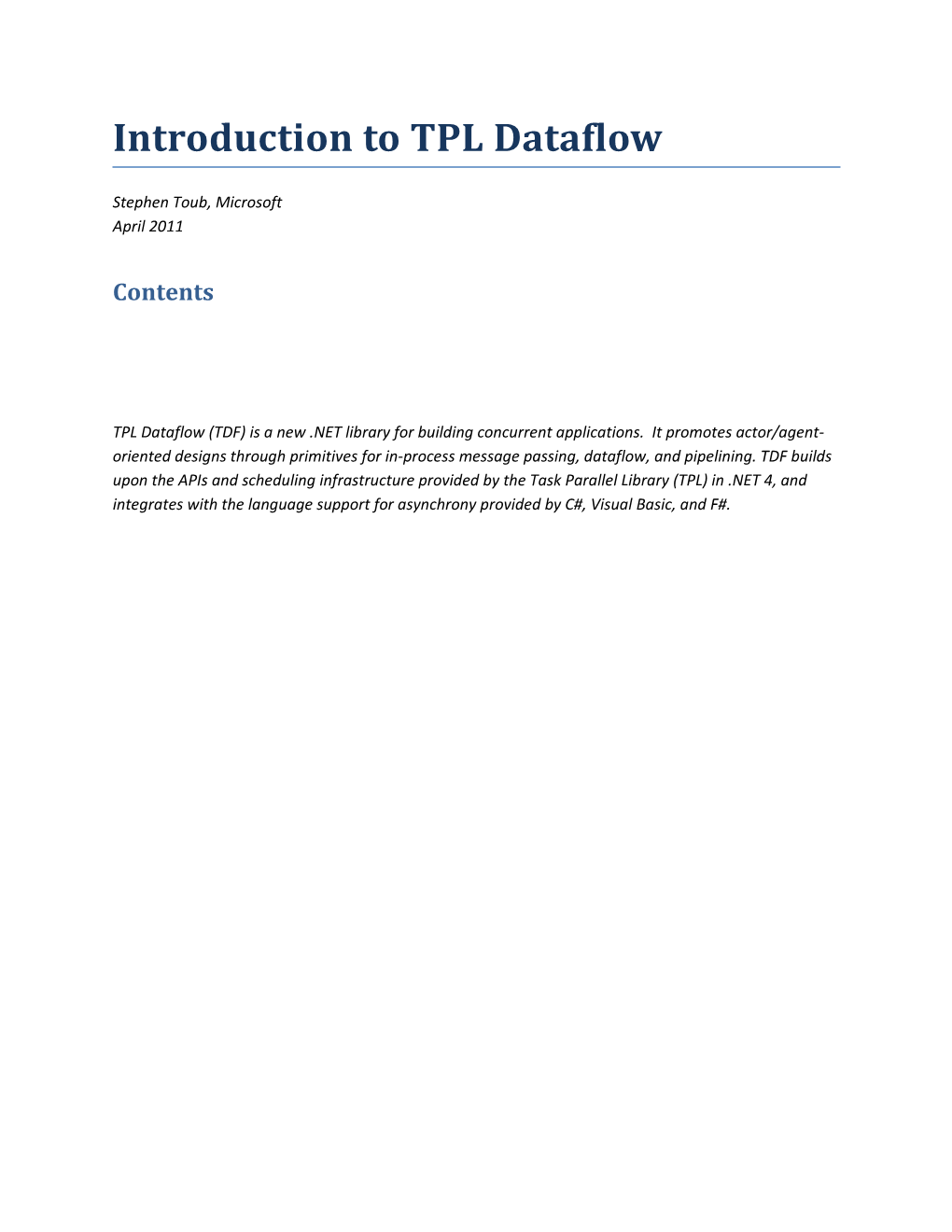 Introduction to TPL Dataflow