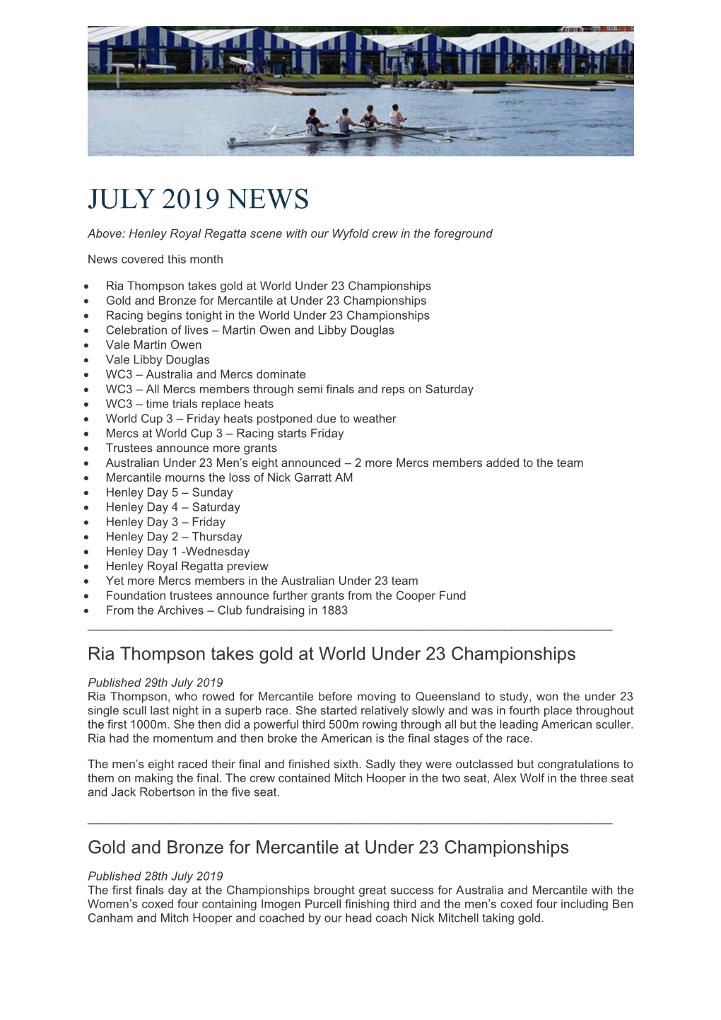 July 2019 News