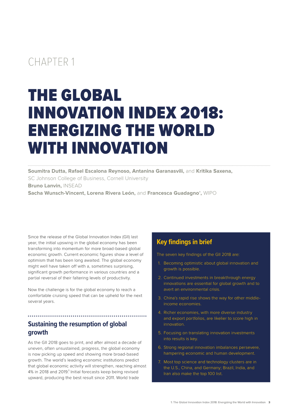 Global Innovation Index 2018: Energizing the World with Innovation