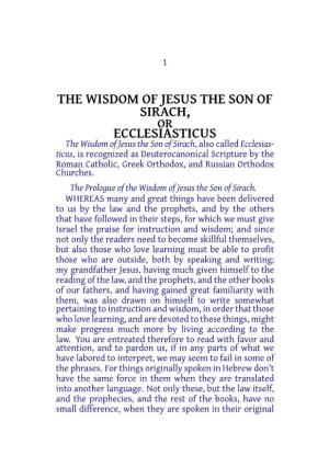 The Wisdom of Jesus the Son of Sirach, Ecclesiasticus