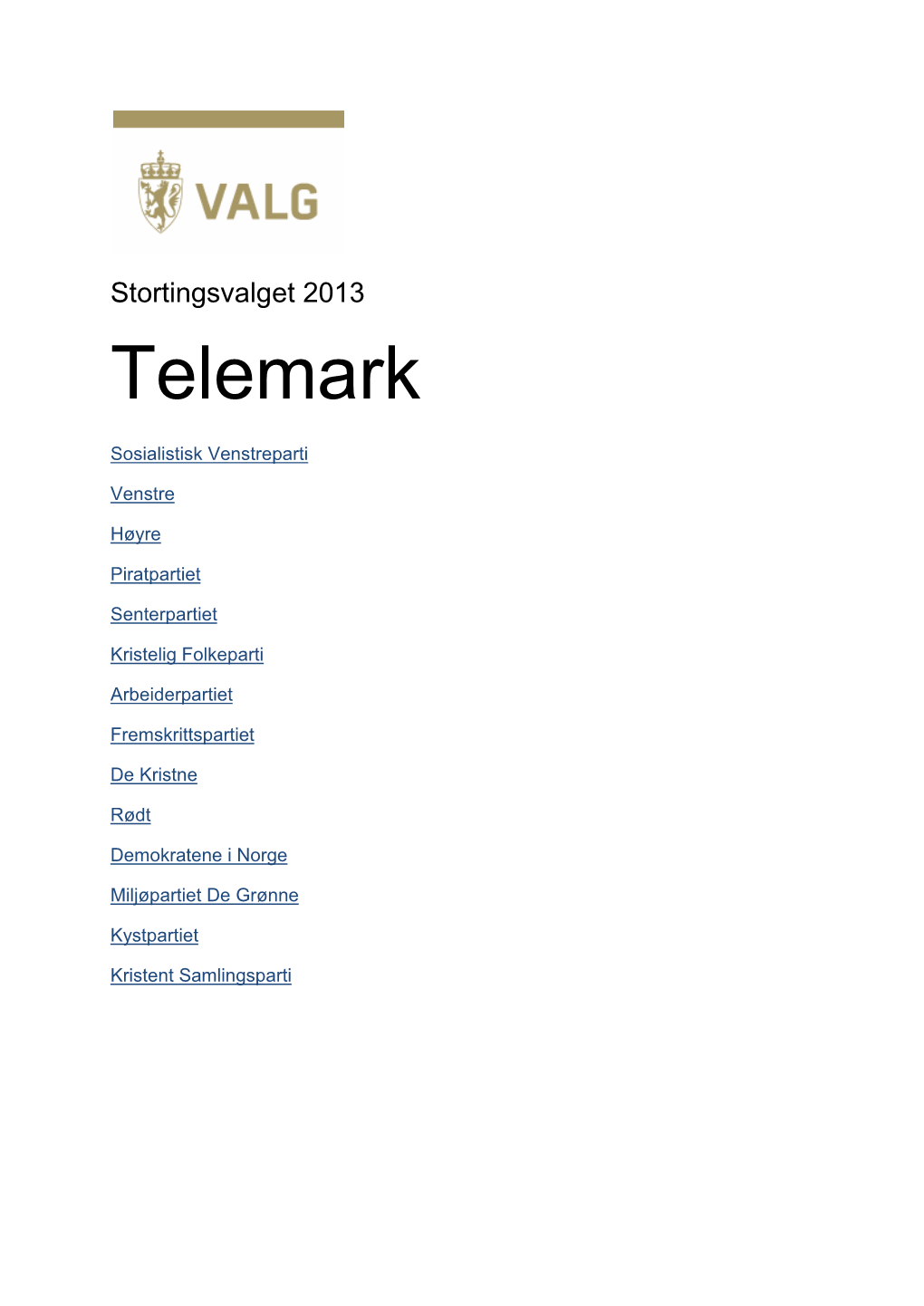 Stortingsvalget 2013 Telemark