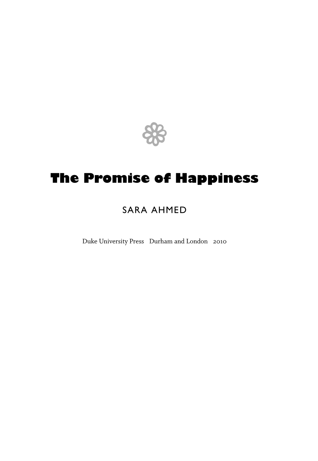 The Promise of Happiness