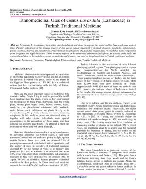 Ethnomedicinal Uses of Genus Lavandula (Lamiaceae) in Turkish