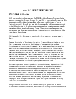 Mali 2017 Human Rights Report