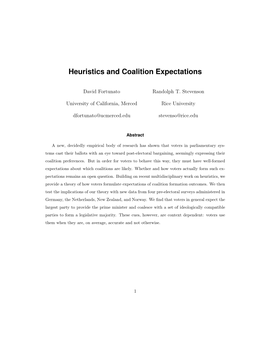 Heuristics and Coalition Expectations