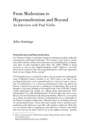 From Modernism to Hypermodernism and Beyond an Interview with Paul Virilio