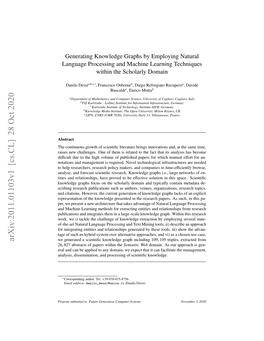 Generating Knowledge Graphs by Employing Natural Language Processing and Machine Learning Techniques Within the Scholarly Domain