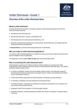 Guide 1 Overview of the Unfair Dismissal Laws