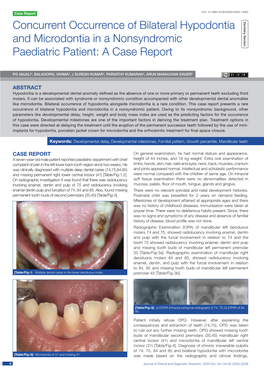 Concurrent Occurrence of Bilateral Hypodontia and Microdontia in a Nonsyndromic Paediatric Patient: a Case Report