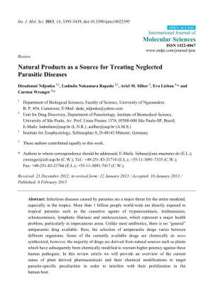 Natural Products As a Source for Treating Neglected Parasitic Diseases