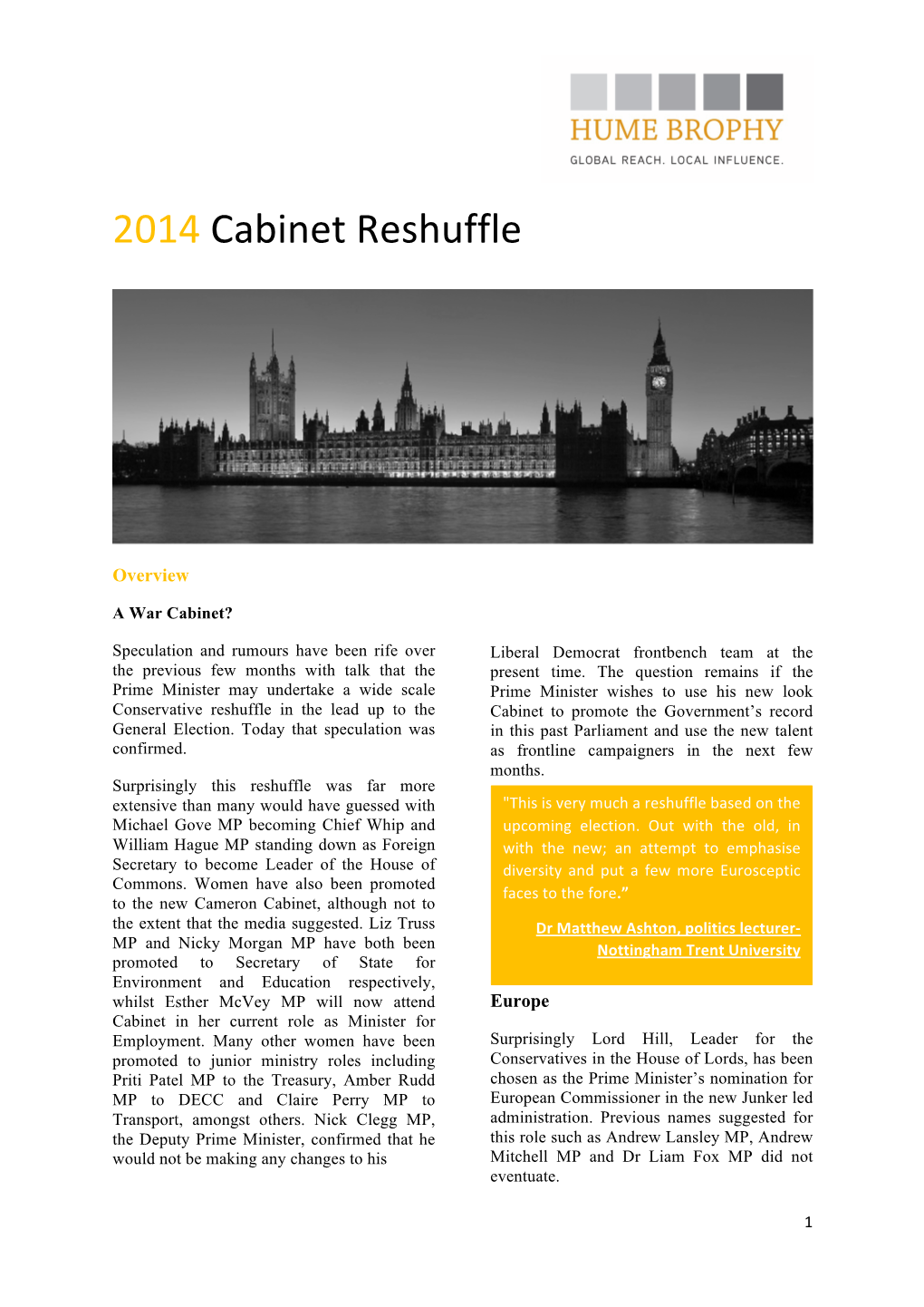 2014 Cabinet Reshuffle