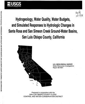 Hydrogeology, Water Quality, Water Budgets, and Simulated Responses