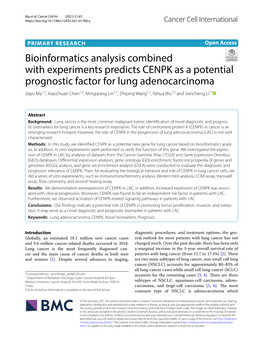 Bioinformatics Analysis Combined with Experiments Predicts CENPK As A