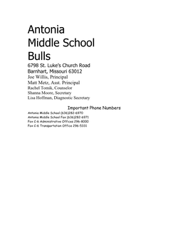 Antonia Middle School Bulls 6798 St