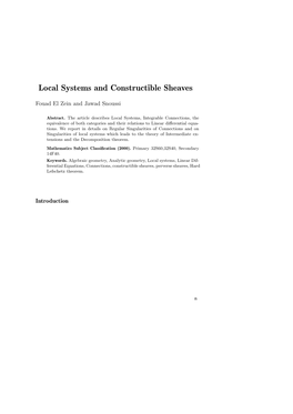 Local Systems and Constructible Sheaves