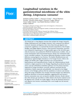 Longitudinal Variations in the Gastrointestinal Microbiome of the White Shrimp, Litopenaeus Vannamei
