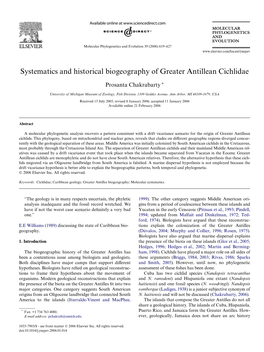 Systematics and Historical Biogeography of Greater Antillean Cichlidae