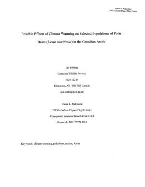 Possible Effects of Climate Warming on Selected Populations of Polar