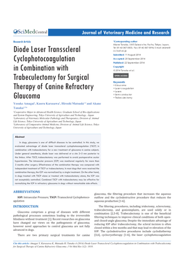 Diode Laser Transscleral Cyclophotocoagulation in Combination with Trabeculectomy for Surgical Therapy of Canine Refractory Glaucoma