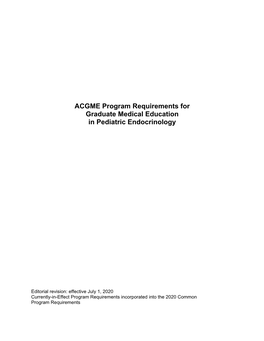 ACGME Pediatric Endocrinology Program Requirements