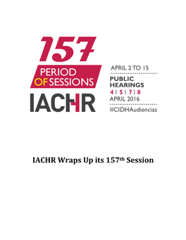 IACHR Wraps up Its 157Th Session