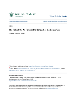 The Role of the Air Force in the Conduct of the Coup D'etat