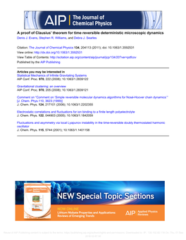 A Proof of Clausius' Theorem for Time Reversible Deterministic Microscopic