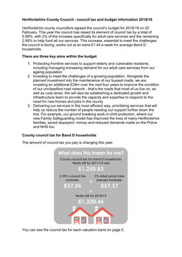 Council Tax and Budget Information 2018/19