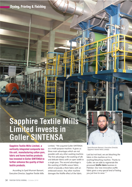 Sapphire Textile Mills Limited Invests in Goller SINTENSA