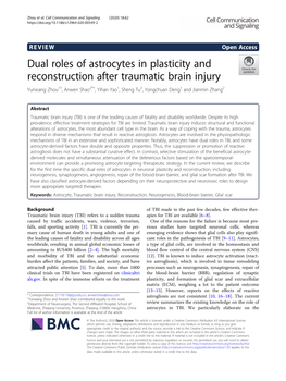 Dual Roles of Astrocytes in Plasticity and Reconstruction After Traumatic