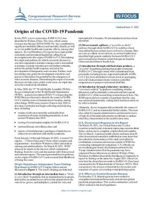 Origins of the COVID-19 Pandemic
