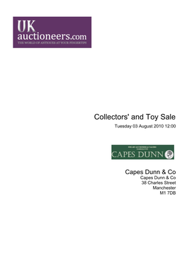 Collectors' and Toy Sale Tuesday 03 August 2010 12:00