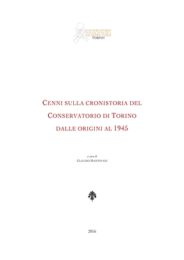 Cenni Sulla Cronistoria Del Conservatorio Di Torino