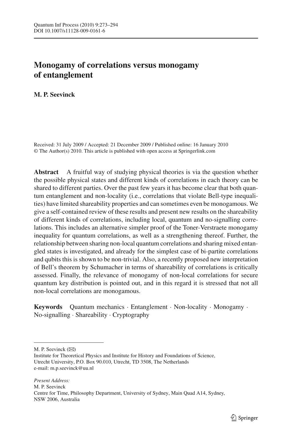 Monogamy of Correlations Versus Monogamy of Entanglement