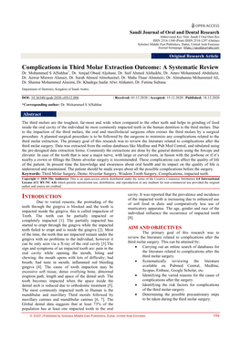 Complications in Third Molar Extraction Outcome: a Systematic Review Dr