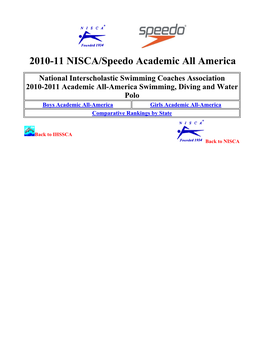 2010-11 NISCA/Speedo Academic All America