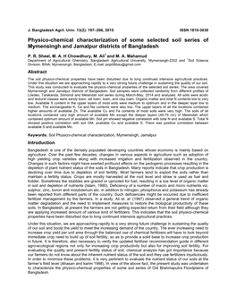Physico-Chemical Characterization of Some Selected Soil Series of Mymensingh and Jamalpur Districts of Bangladesh