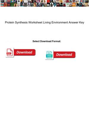 Protein Synthesis Worksheet Living Environment Answer Key