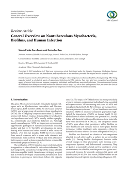 Review Article General Overview on Nontuberculous Mycobacteria, Biofilms, and Human Infection