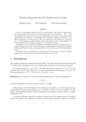 Inverse Conjecture for the Gowers Norm Is False