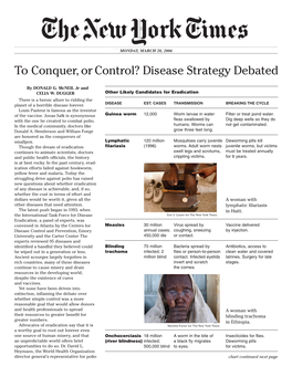 Disease Strategy Debated