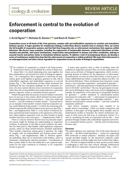 Enforcement Is Central to the Evolution of Cooperation