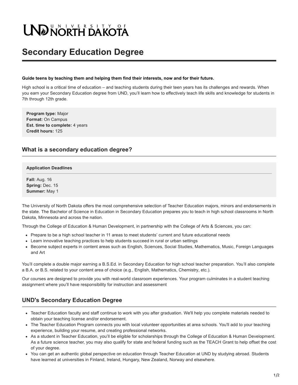 Secondary Education Degree