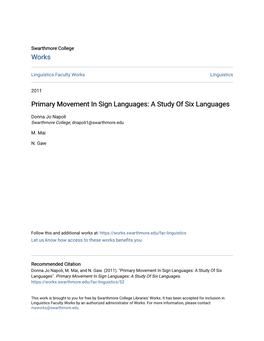 Primary Movement in Sign Languages: a Study of Six Languages