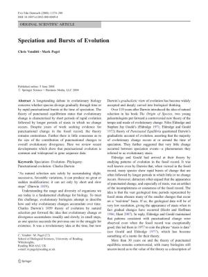 Speciation and Bursts of Evolution