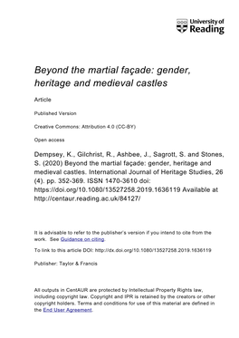 Beyond the Martial Façade: Gender, Heritage and Medieval Castles