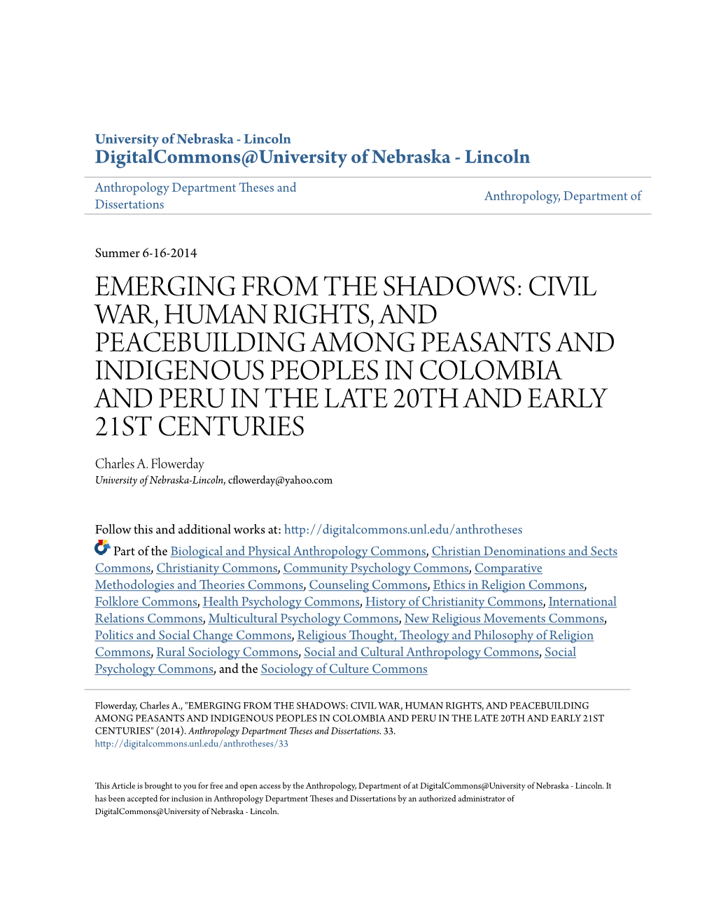 Emerging from the Shadows: Civil War, Human Rights, And